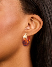 Brown Acrylic Mini Hoop Earrings - link has visual effect only