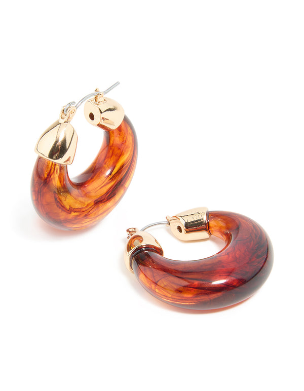 Brown Acrylic Mini Hoop Earrings