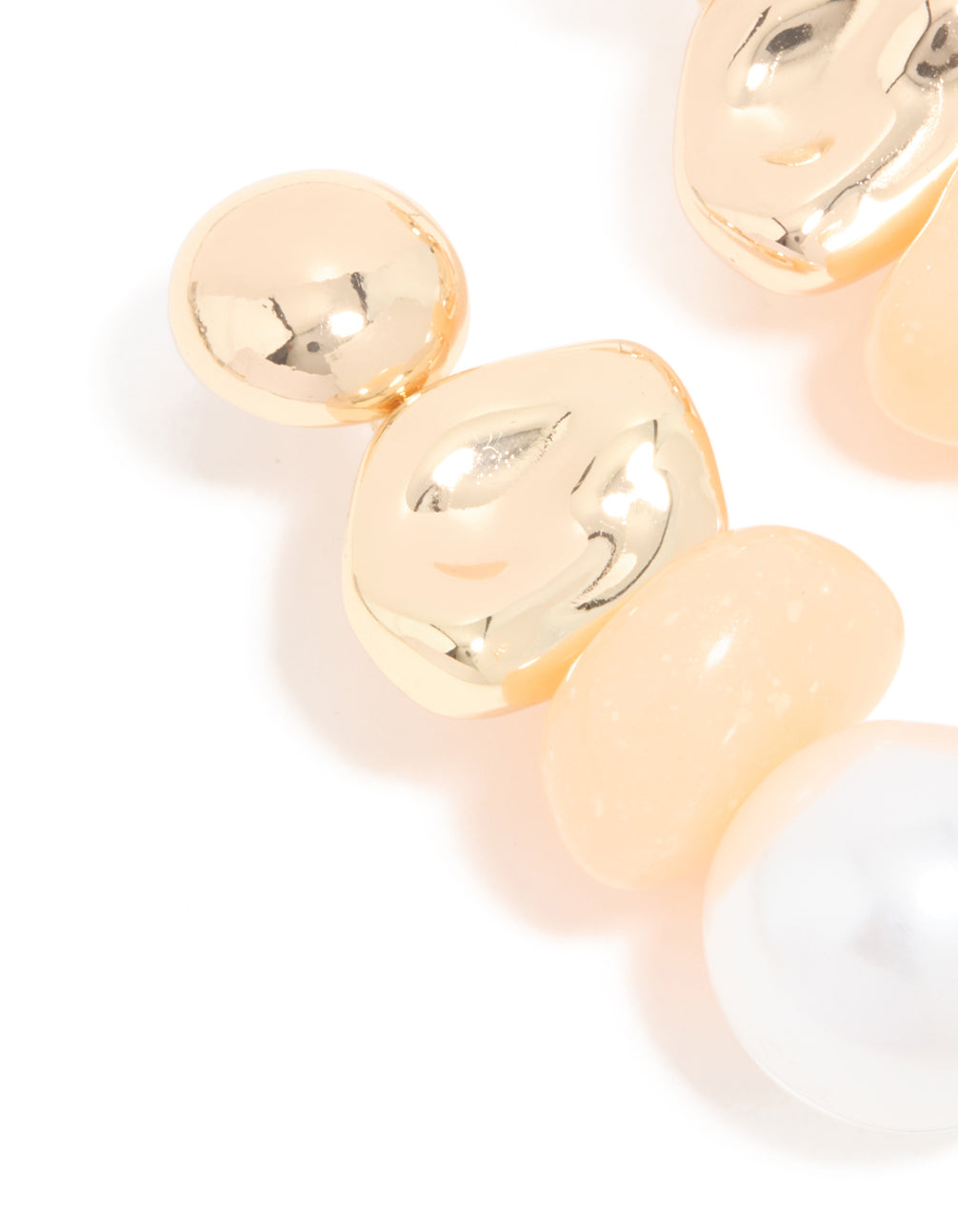 Gold Pebble & Pearl Drop Earrings