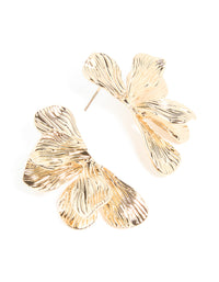 Gold Textured Fan Stud Earrings - link has visual effect only