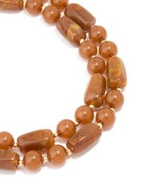 Brown Acrylic Beaded Long Layered Necklace - link has visual effect only