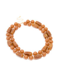 Brown Acrylic Beaded Long Layered Necklace - link has visual effect only