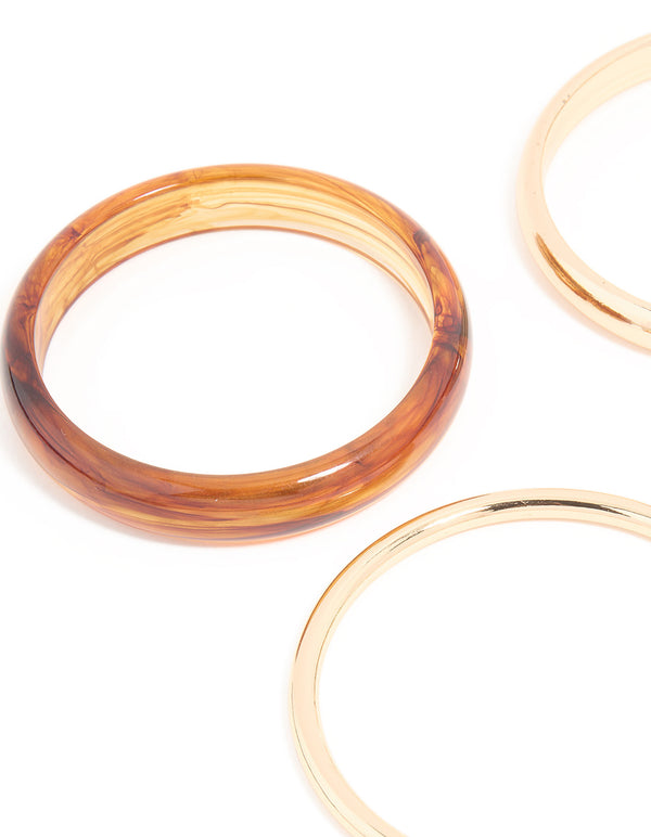 Gold & Brown Acrylic Bangles 4-Pack