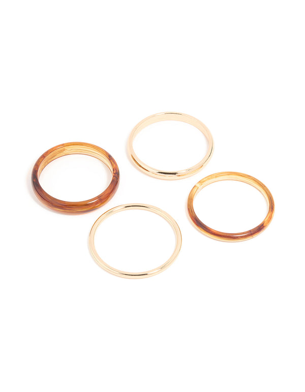 Gold & Brown Acrylic Bangles 4-Pack