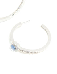 Silver Blue Diamante Hoop Earrings - link has visual effect only