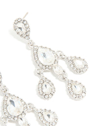Silver Mini Triple Diamante Drop Earrings - link has visual effect only
