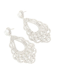 Silver Diamante Chandelier Drop Earrings - link has visual effect only