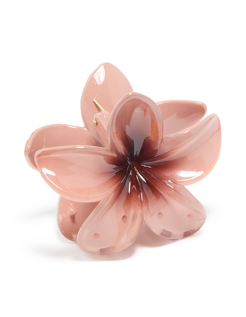 Brown Frangipani Flower Hair Claw Clip