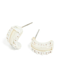 Silver Plated Cubic Zirconia Rectangle Outline Inlay Earrings - link has visual effect only