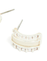 Silver Plated Cubic Zirconia Rectangle Outline Inlay Earrings - link has visual effect only