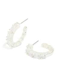 Silver Plated Cubic Zirconia Large Oval Hoop Earrings - link has visual effect only