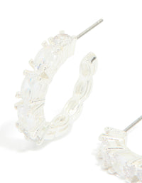 Silver Plated Cubic Zirconia Large Oval Hoop Earrings - link has visual effect only