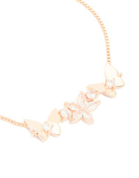 Rose Gold Plated Cubic Zirconia Flower & Butterfly Toggle Bracelet - link has visual effect only