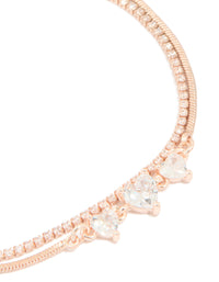 Rose Gold Plated Cubic Zirconia Heart Tennis Layered Bracelet - link has visual effect only