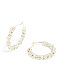 Silver Plated Diamante Medium Hoop Earrings - link has visual effect only
