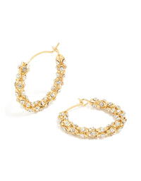 Gold Plated Diamante Medium Hoop Earrings - link has visual effect only