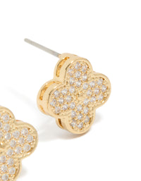 Gold Plated Cubic Zirconia Flower Detail Small Stud Earrings - link has visual effect only