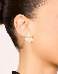 Gold Plated Floral Detail Stud Earrings - link has visual effect only