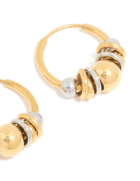Waterproof Gold Plated Stainless Steel Small Rondell Clicker Hoop Earrings - link has visual effect only