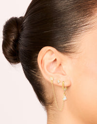 Waterproof Gold Plated Stainless Steel Cubic Zirconia Ear Stacking Pack - link has visual effect only