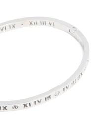 Waterproof Stainless Steel Diamante Roman Numeral Hinge Bangle - link has visual effect only