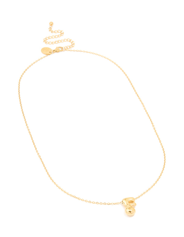 Waterproof Gold Plated Stainless Steel Large Bubble Letter F Necklace