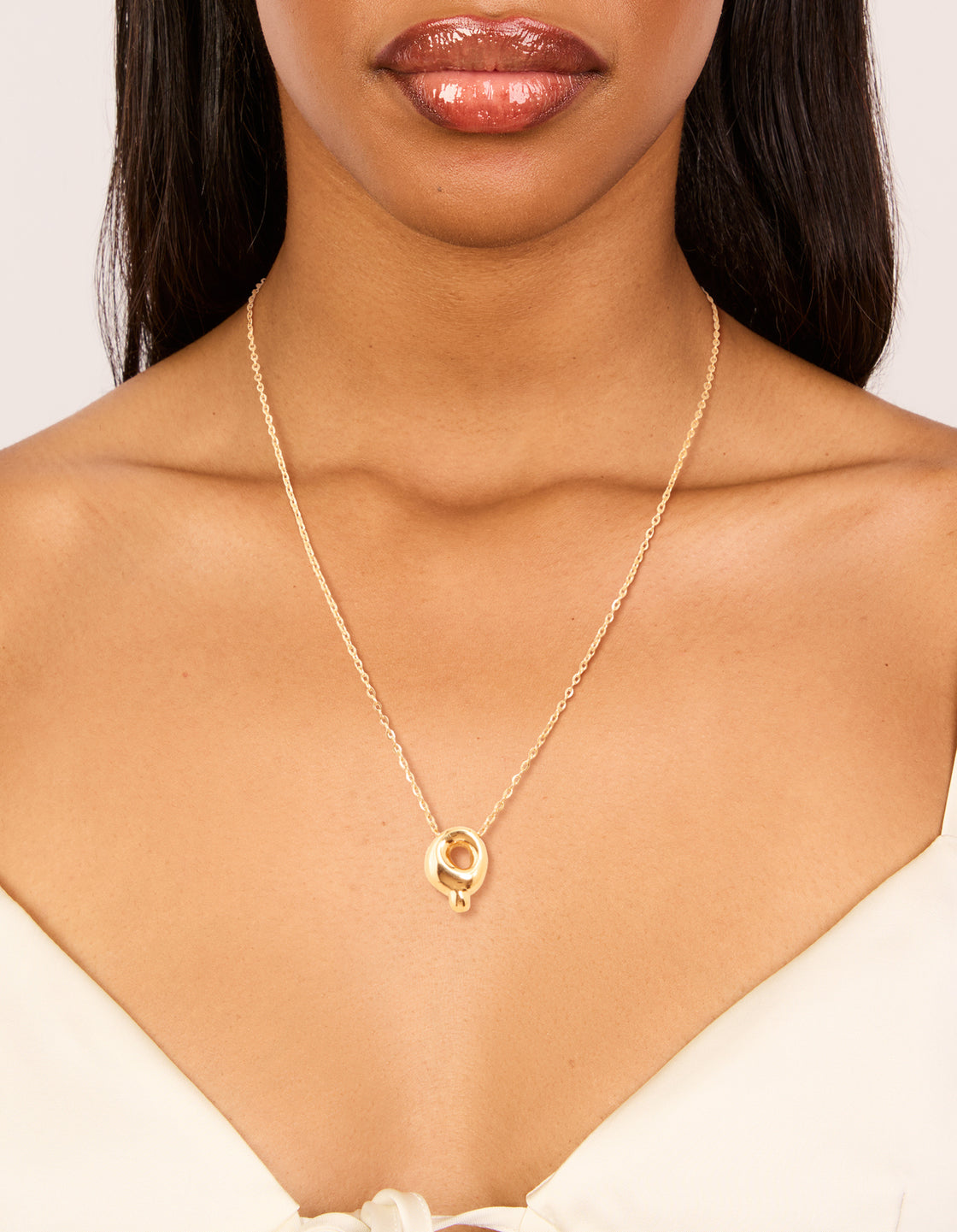 Waterproof Gold Plated Stainless Steel Large Bubble Letter Q Necklace
