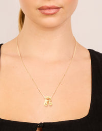 Waterproof Gold Plated Stainless Steel Large Bubble Letter R Necklace - link has visual effect only
