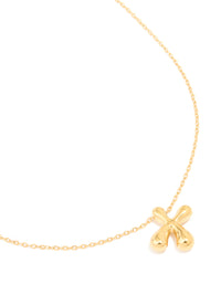 Waterproof Gold Plated Stainless Steel Large Bubble Letter X Necklace - link has visual effect only