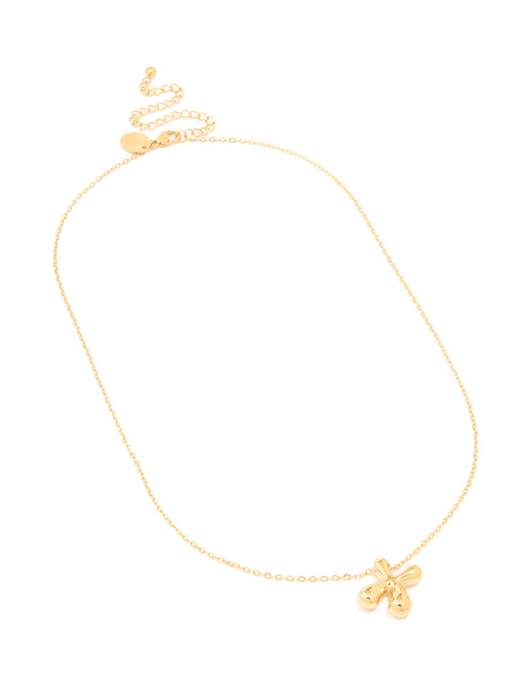 Waterproof Gold Plated Stainless Steel Large Bubble Letter X Necklace