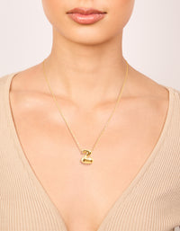 Waterproof Gold Plated Stainless Steel Large Bubble Letter Z Necklace - link has visual effect only