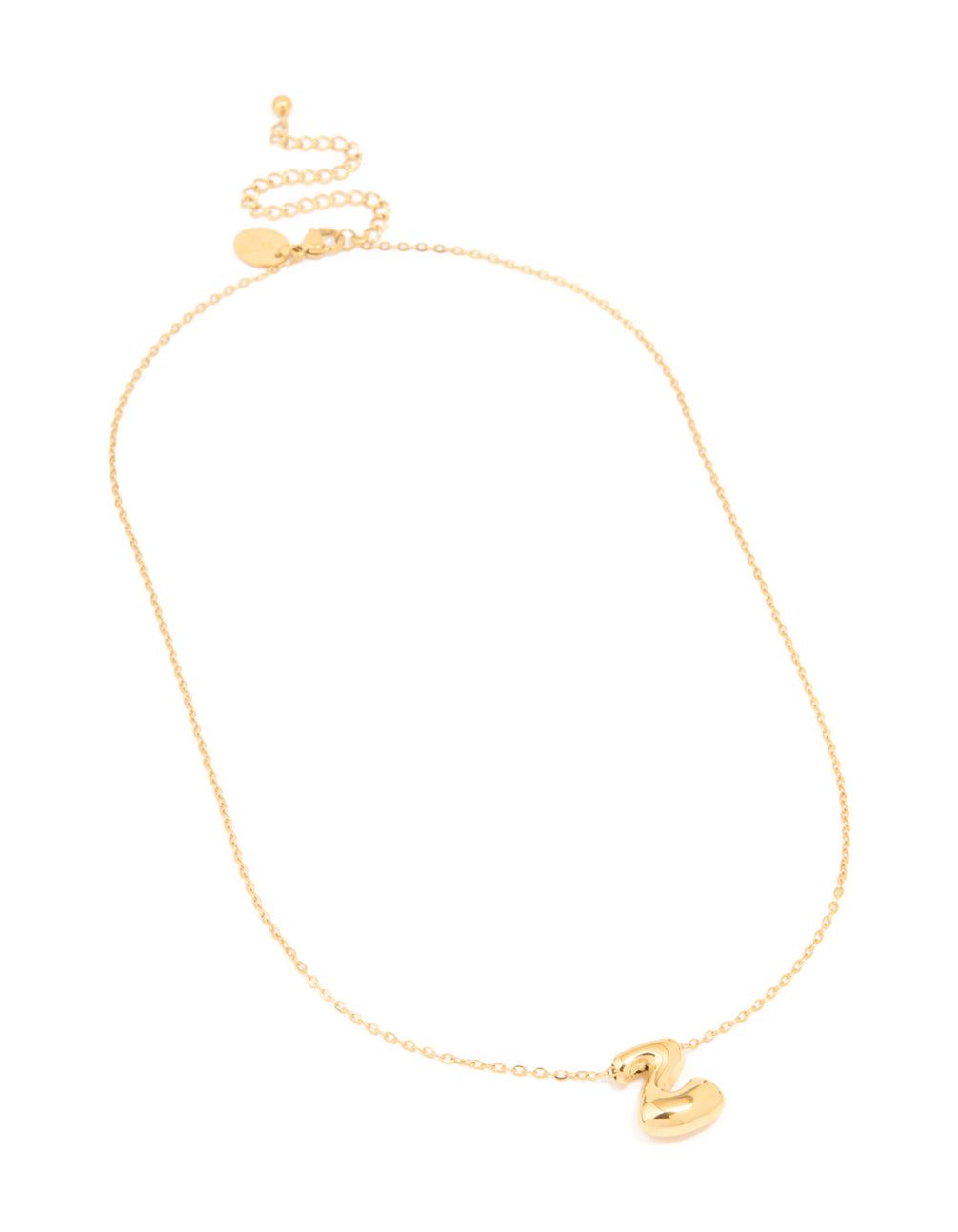 Showcasing a waterproof gold plated stainless steel large bubble letter Z necklace with pendant and initials close up view