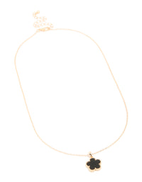 Gold Black Flower Pendant Necklace - link has visual effect only