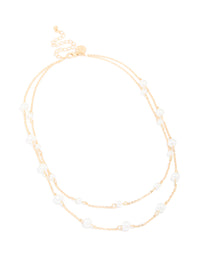 Gold Pearl Layered Necklace - link has visual effect only
