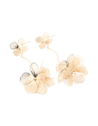 Gold Laser Cut Double Flower Drop Earrings - link has visual effect only