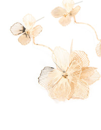 Gold Laser Cut Double Flower Drop Earrings - link has visual effect only