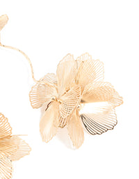 Gold Laser Cut Double Flower Drop Earrings - link has visual effect only
