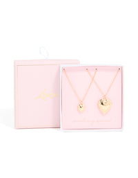 Gold Heart Locket Necklaces 2-Pack - link has visual effect only