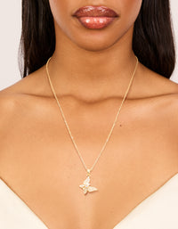 Gold Plated Cubic Zirconia Spinning Butterfly Necklace - link has visual effect only
