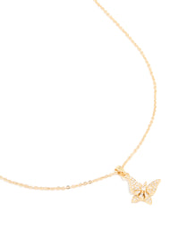 Gold Plated Cubic Zirconia Spinning Butterfly Necklace - link has visual effect only