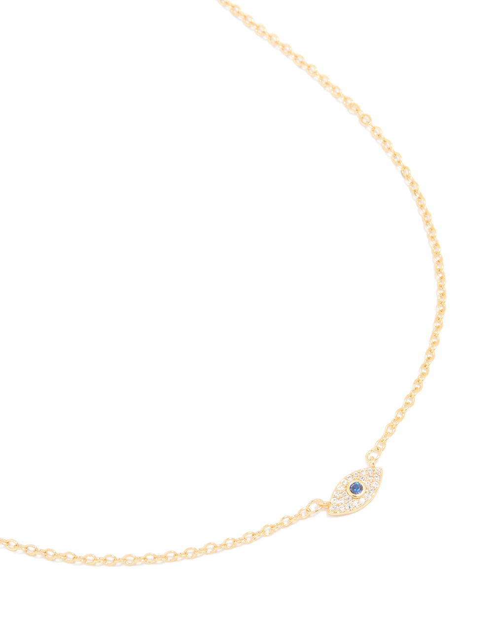 Gold Plated Cubic Zirconia Evil Eye Necklace