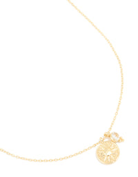 Gold Plated Cubic Zirconia & Star Disc Pendant Necklace - link has visual effect only