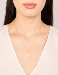 Gold Plated Cubic Zirconia Solitaire Pendant Necklace - link has visual effect only