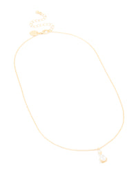Gold Plated Cubic Zirconia Solitaire Pendant Necklace - link has visual effect only
