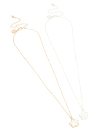 Mixed Metal Flower Necklaces 2-Pack - link has visual effect only