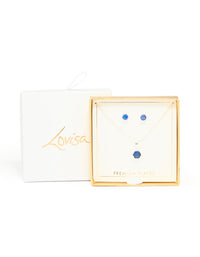 Silver Plated Blue Cubic Zirconia Necklace & Earrings Set - link has visual effect only
