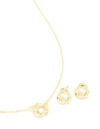 Gold Plated Knotted Necklace & Knotted Earrings Set - link has visual effect only