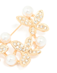 Gold Pearl Diamante Butterfly Trio Brooch - link has visual effect only
