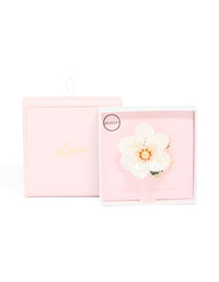 Gold White Flower Brooch - link has visual effect only