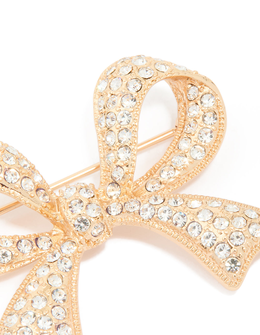 Gold Diamante Cluster Bow Brooch
